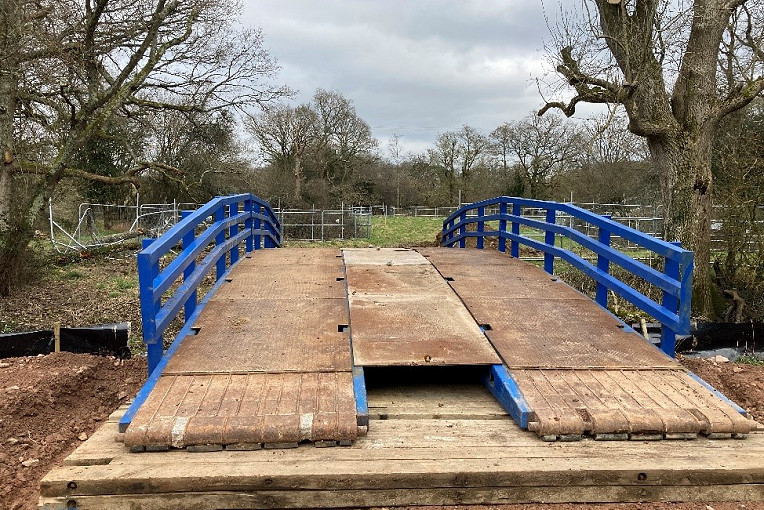 An image showing the temporary bridge across the River Adur